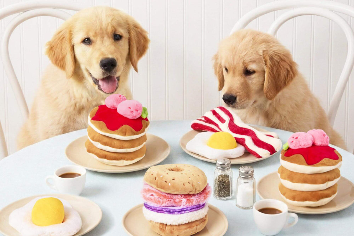Bacon and Egg Interactive, Bagel and Lox, and Strawberry Pancake Toy Set from The Foggy Dog