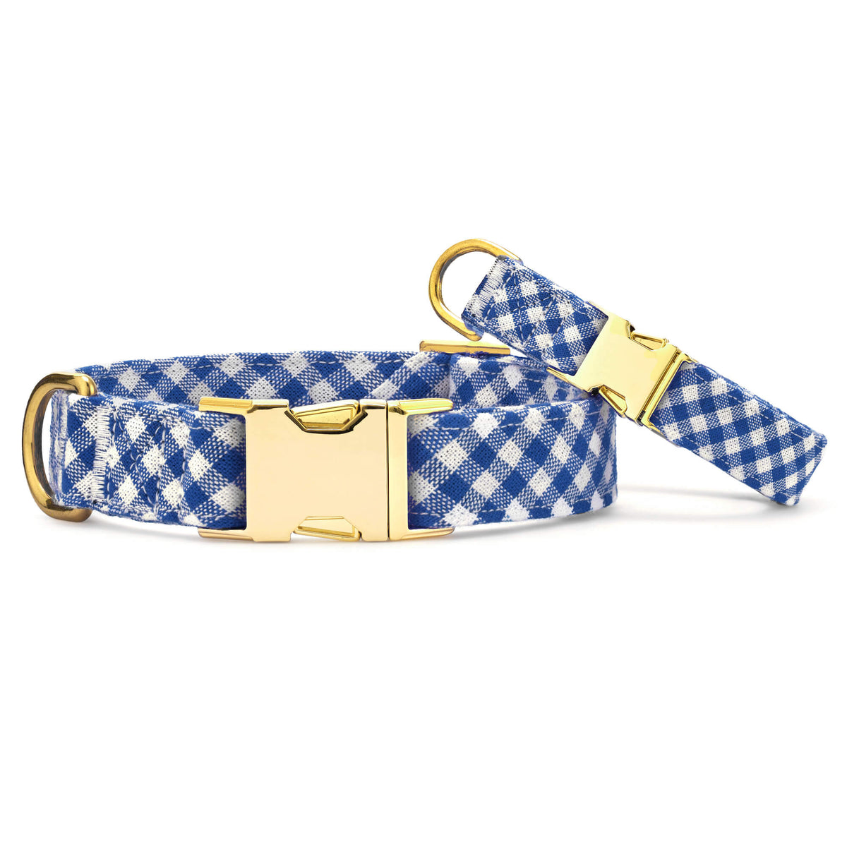 Lake Blue Gingham Dog Collar from The Foggy Dog