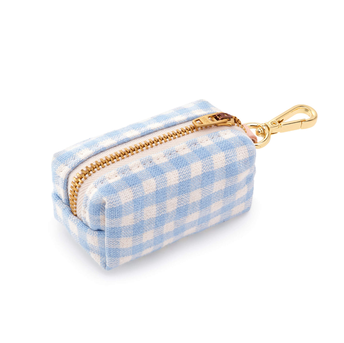 Sky Blue Gingham Waste Bag Dispenser from The Foggy Dog
