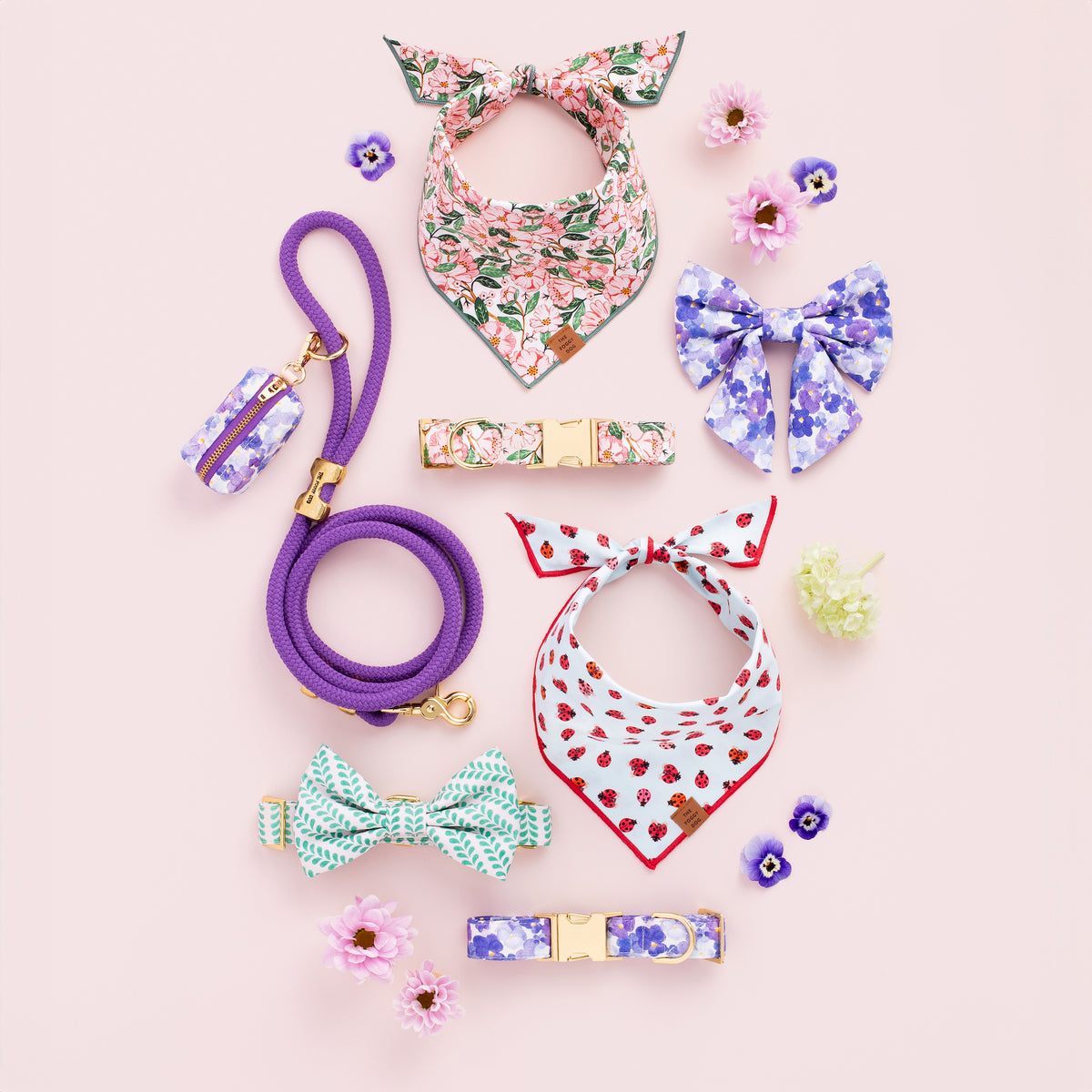 Pressed Pansies Collar Walk Set from The Foggy Dog