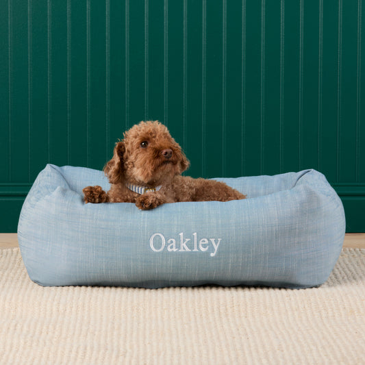 Chambray Blue Bolster Dog Bed view 2