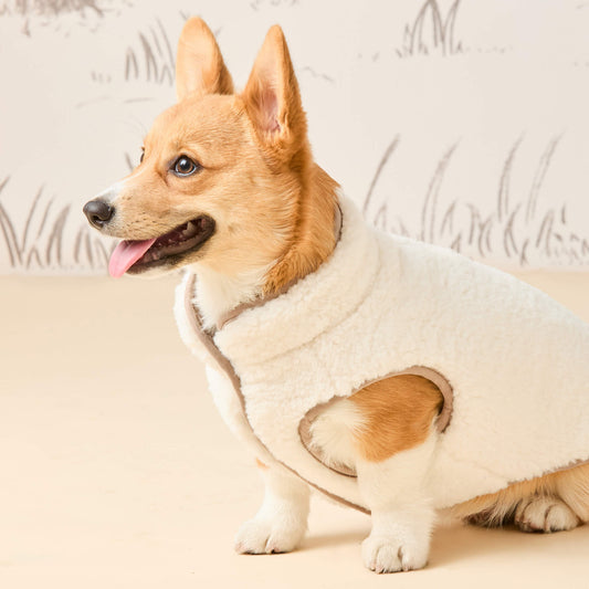 Fawn Sherpa-Lined Reversible Dog Jacket view 2