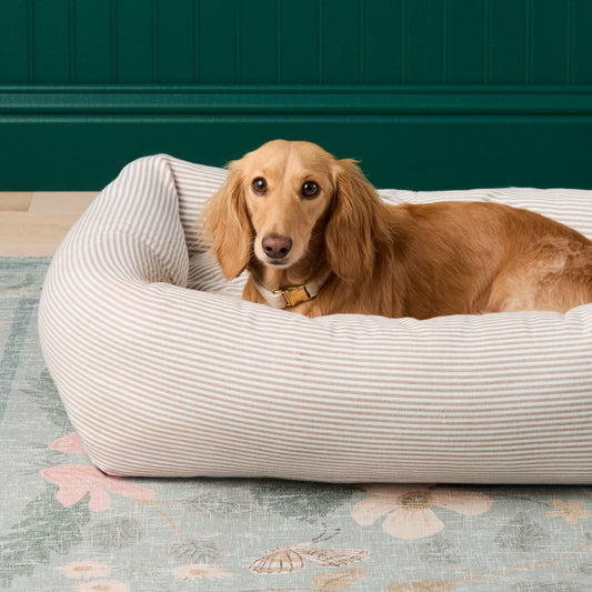 Mushroom Brown Stripe Bolster Dog Bed view 2