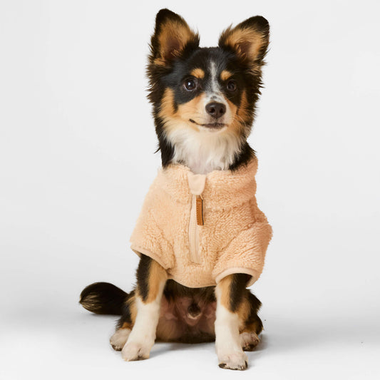 Wheat Quarter-Zip Sherpa Dog Jacket view 1
