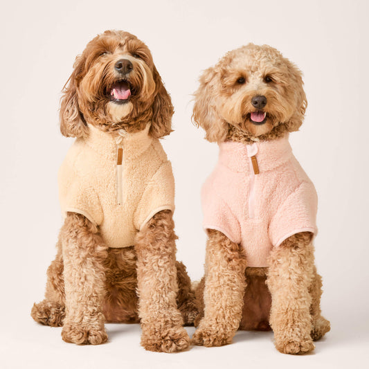 Wheat Quarter-Zip Sherpa Dog Jacket view 2