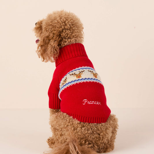 Reindeer Fair Isle Dog Sweater view 2