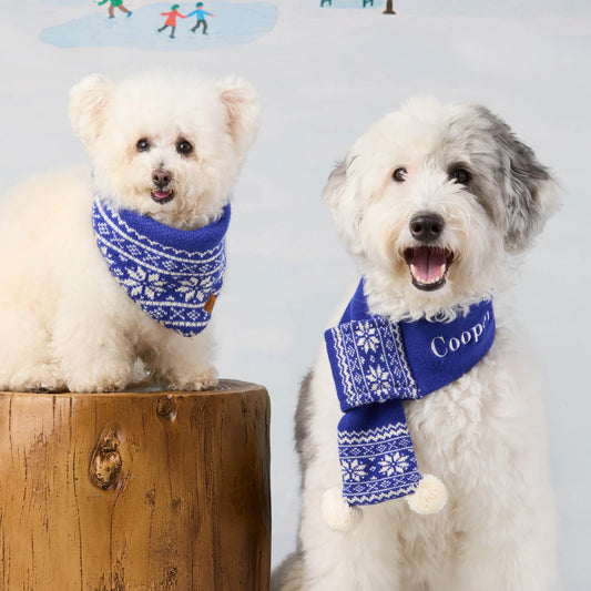 Snow Day Fair Isle Knit Dog Bandana view 2