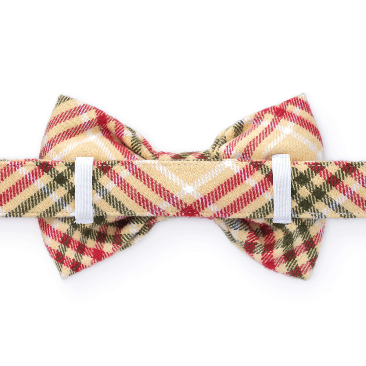 Eggnog Plaid Flannel Dog Bow Tie view 2