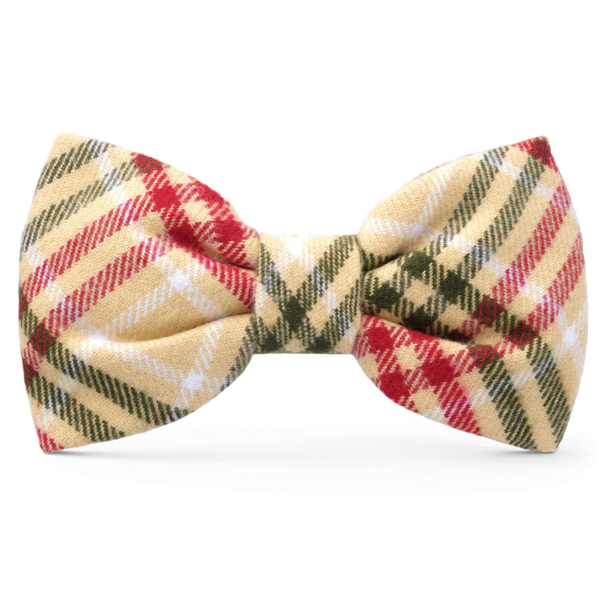 Eggnog Plaid Flannel Dog Bow Tie view 1