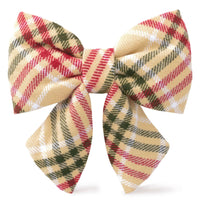 Eggnog Plaid Flannel Lady Dog Bow view 1