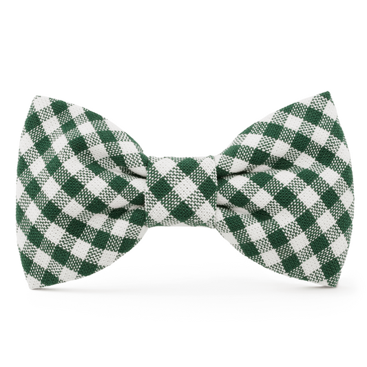 Evergreen Gingham Dog Bow Tie view 1