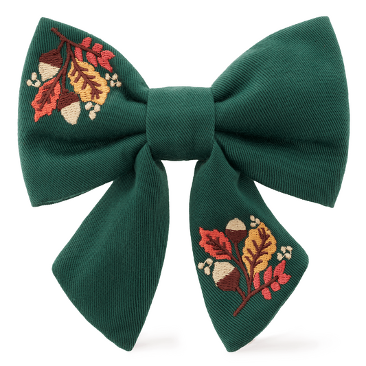 Fall Foliage Embroidered Lady Dog Bow view 1
