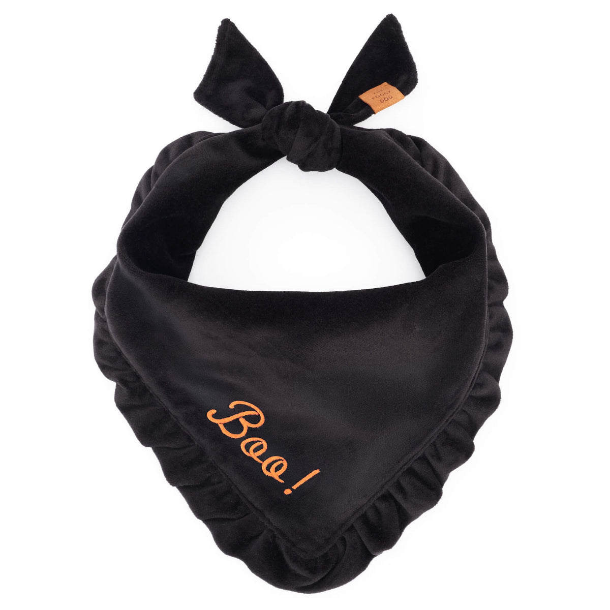 Black Velvet Ruffled Dog Bandana from The Foggy Dog