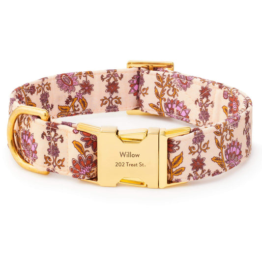 Blockprint Floral Dog Collar view 1