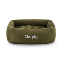 Olive Flannel Bolster Dog Bed from The Foggy Dog