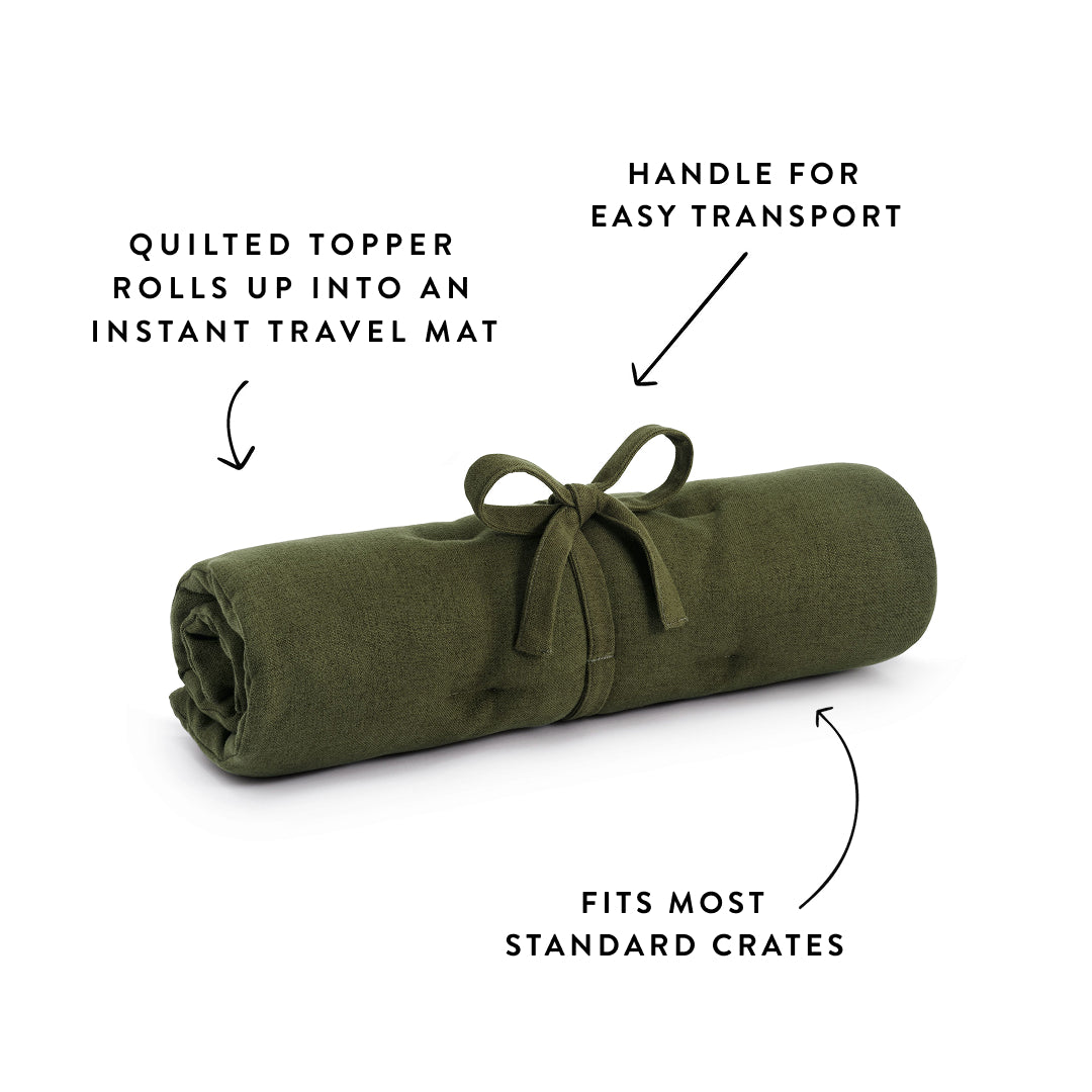 Olive Flannel Bolster Dog Bed from The Foggy Dog