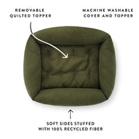 Olive Flannel Bolster Dog Bed from The Foggy Dog