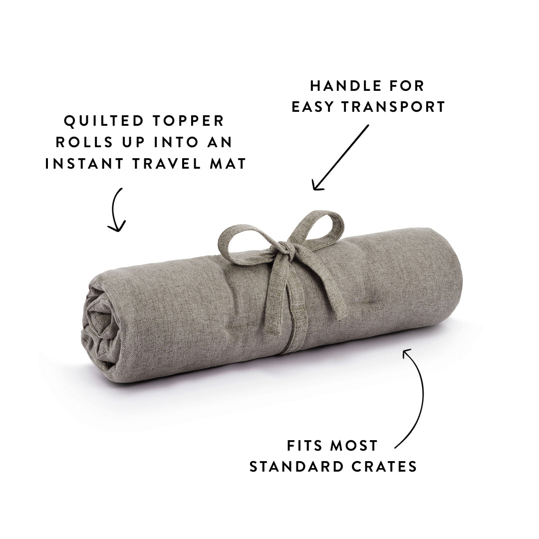 Pebble Gray Flannel Bolster Bed from The Foggy Dog