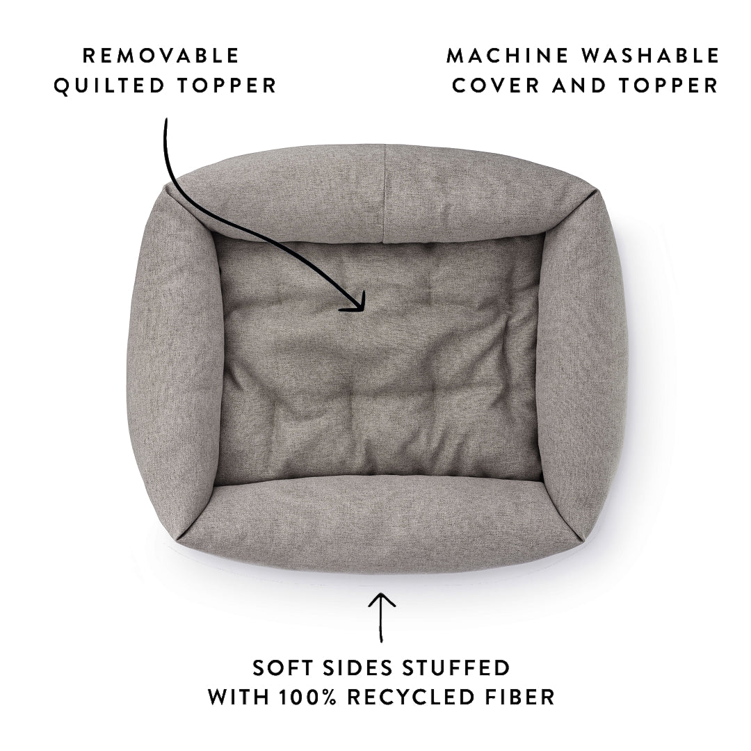 Pebble Gray Flannel Bolster Bed from The Foggy Dog