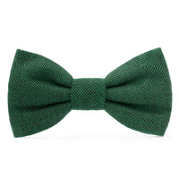 Evergreen Herringbone Flannel Dog Bow Tie from The Foggy Dog