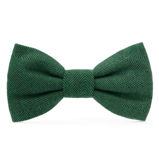 Evergreen Herringbone Flannel Dog Bow Tie view 1
