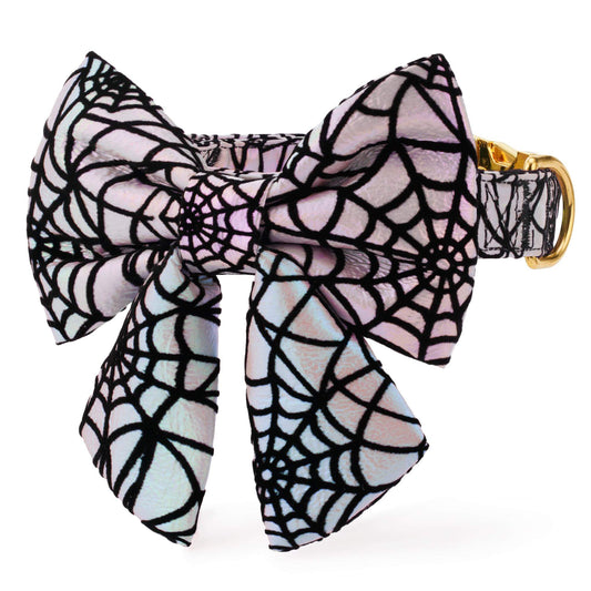 Holographic Spiderweb Lady Bow Collar view 1