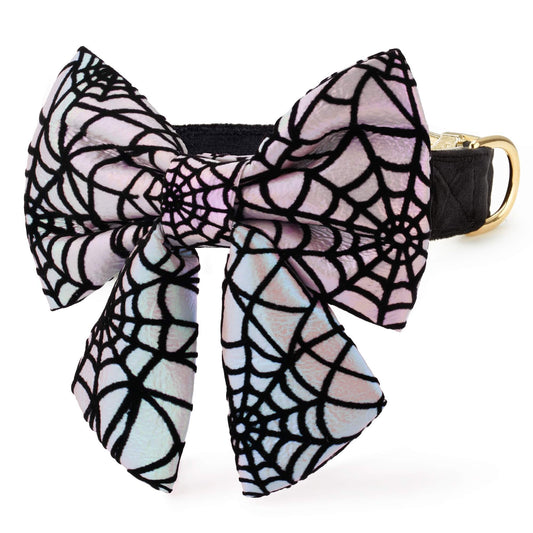 Holographic Spiderweb Lady Bow Collar view 2