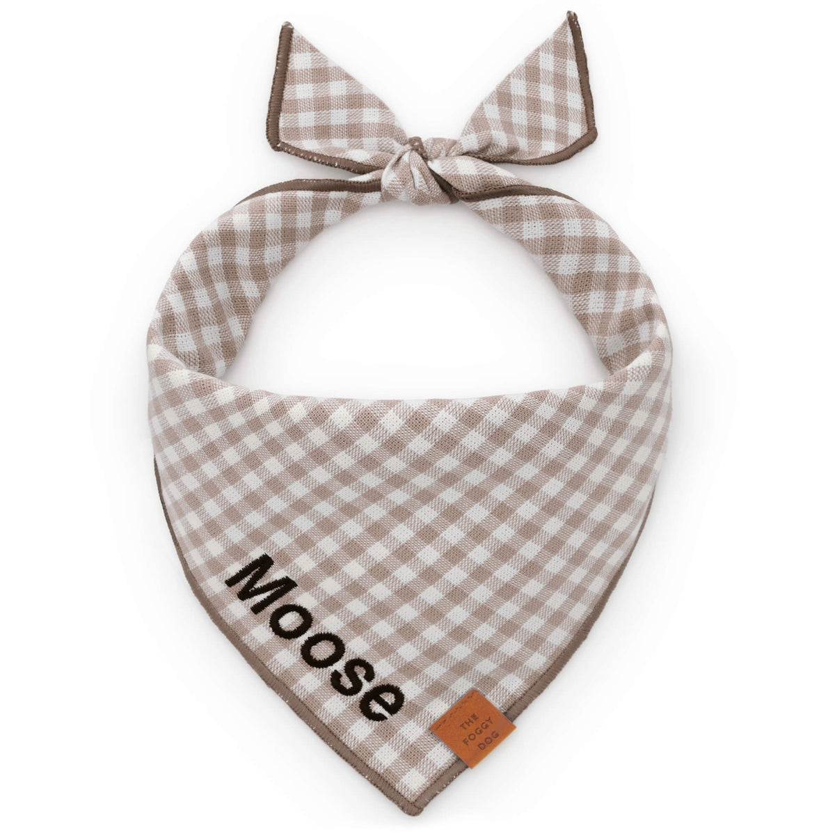 Mushroom Brown Gingham Dog Bandana from The Foggy Dog