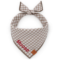 Mushroom Brown Gingham Dog Bandana from The Foggy Dog