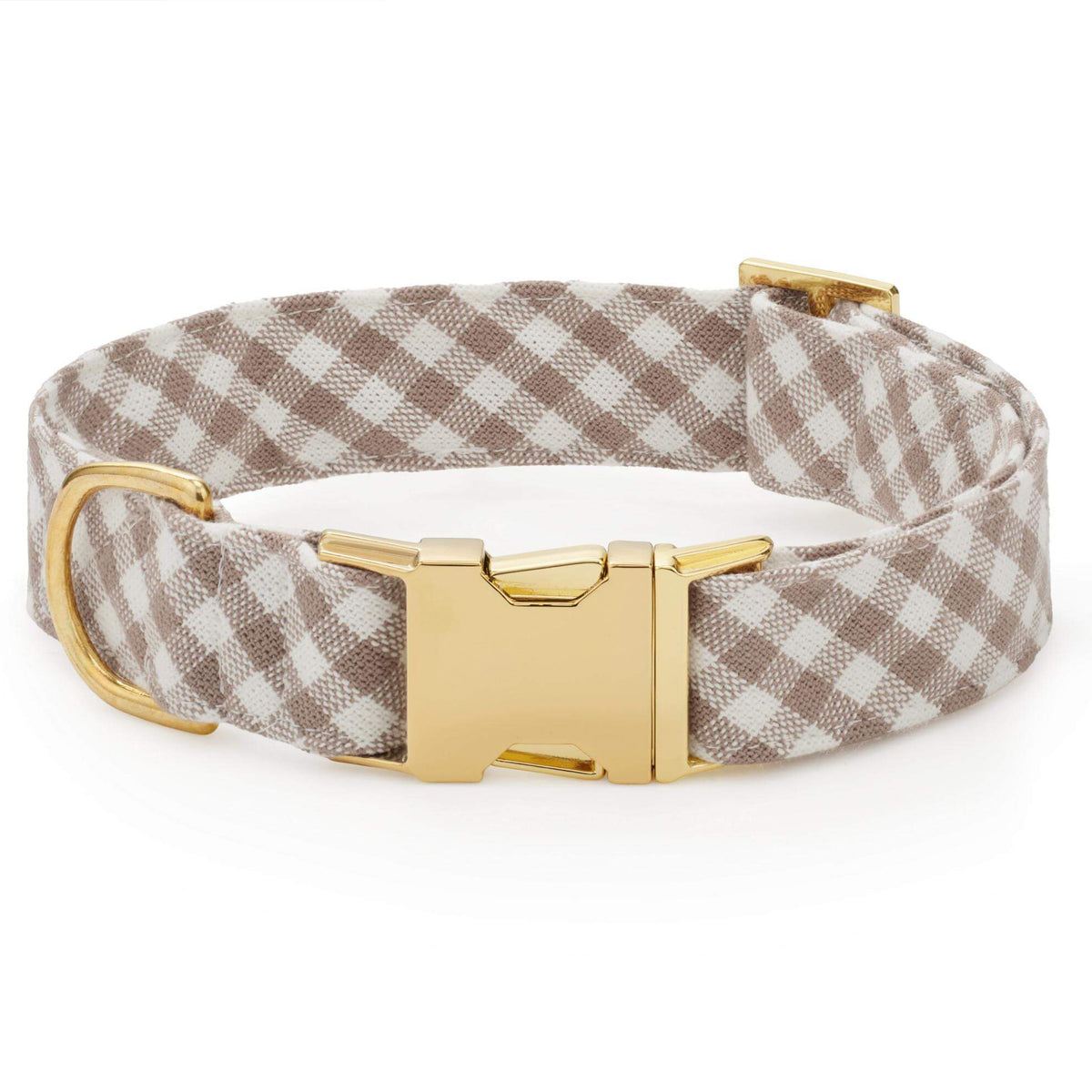 Mushroom Brown Gingham Dog Collar from The Foggy Dog