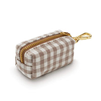 Mushroom Brown Gingham Waste Bag Holder from The Foggy Dog