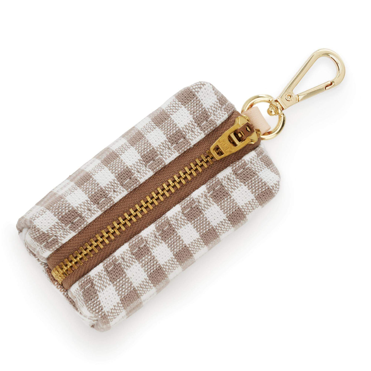 Mushroom Brown Gingham Waste Bag Holder from The Foggy Dog
