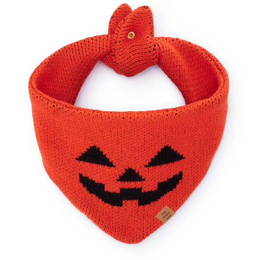 Jack-o’-Lantern Knit Dog Bandana view 1