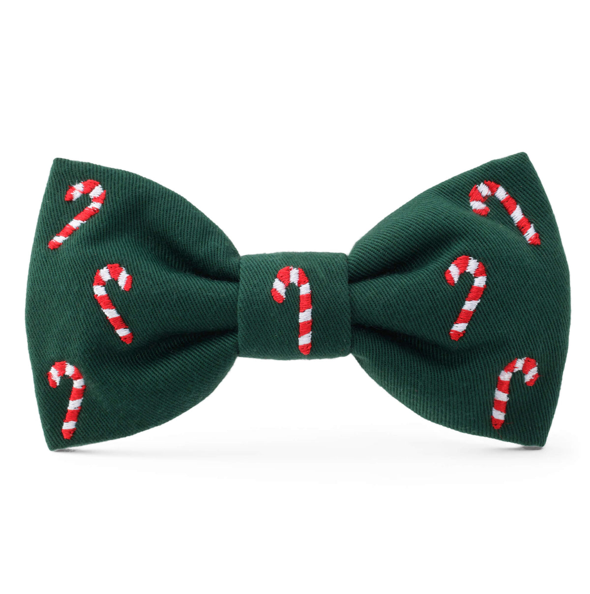 Evergreen Candy Canes Embroidered Dog Bow Tie view 1