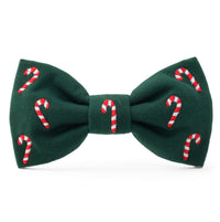 Evergreen Candy Canes Embroidered Dog Bow Tie view 1