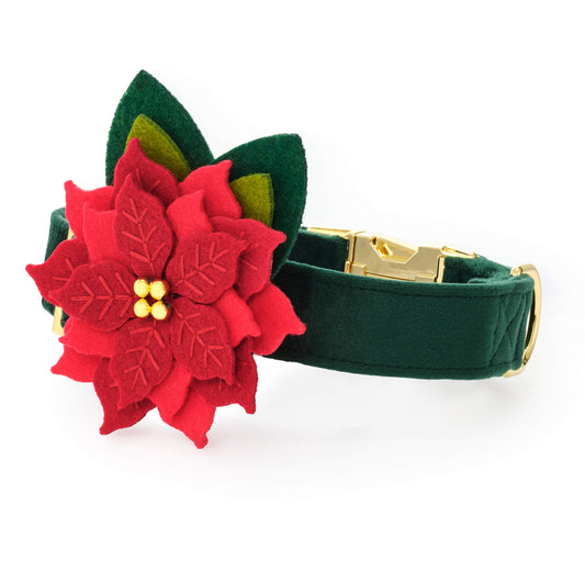Poinsettia Dog Collar Flower Set view 1