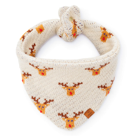 Reindeer Knit Dog Bandana view 1