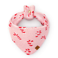 Blush Pink Candy Canes Knit Dog Bandana from The Foggy Dog
