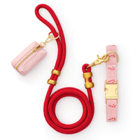 Blush Pink Candy Canes Embroidered Collar Walk Set from The Foggy Dog
