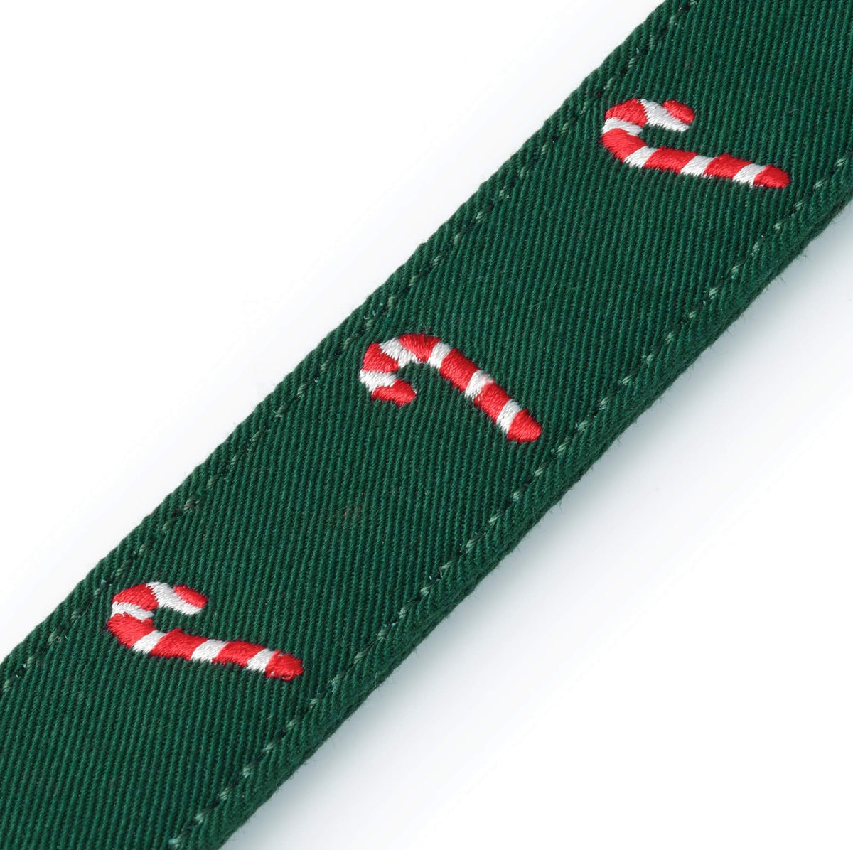 Evergreen Candy Canes Embroidered Dog Collar from The Foggy Dog