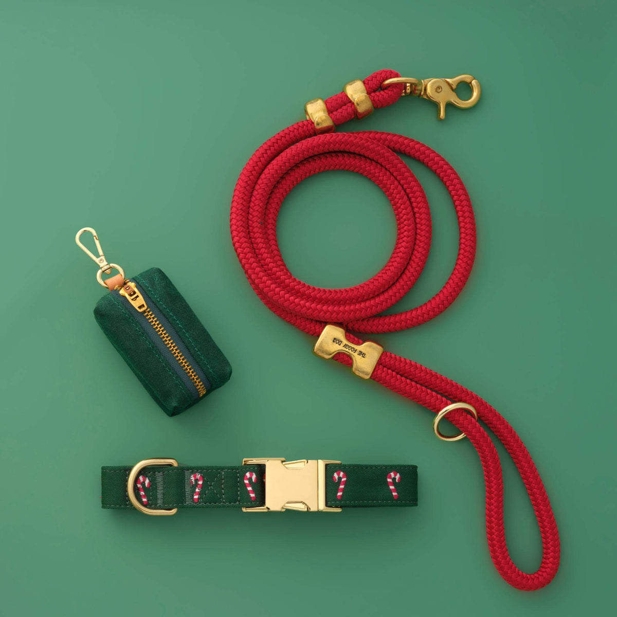 Evergreen Candy Canes Embroidered Collar Walk Set from The Foggy Dog