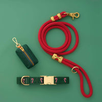 Evergreen Candy Canes Embroidered Collar Walk Set from The Foggy Dog