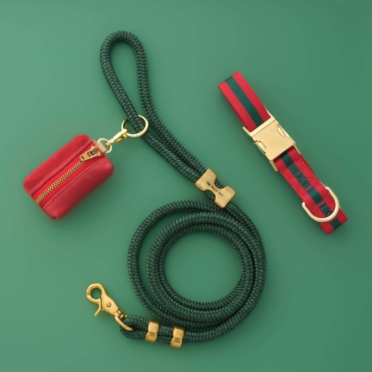 Noel Striped Webbing Collar Walk Set from The Foggy Dog