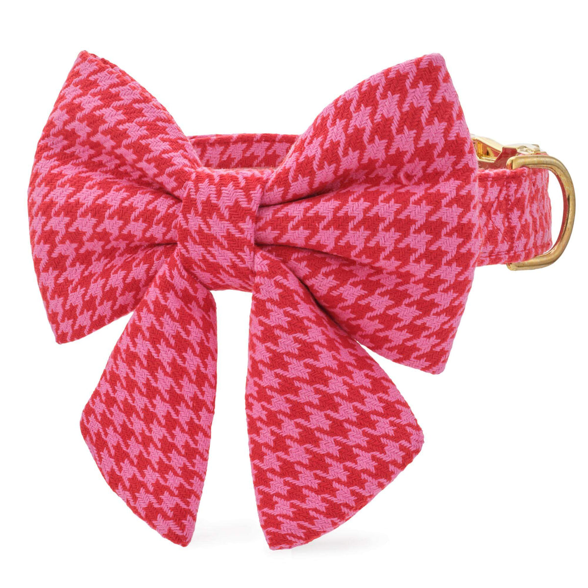 Pink and Red Houndstooth Lady Bow Collar from The Foggy Dog