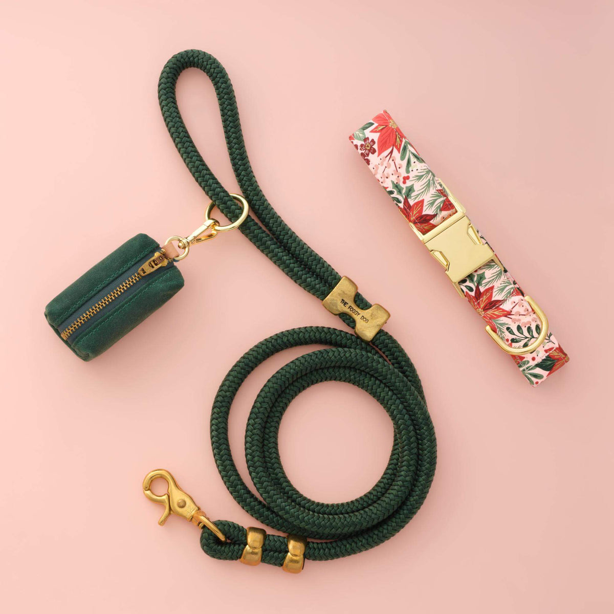 Poinsettia Collar Walk Set from The Foggy Dog