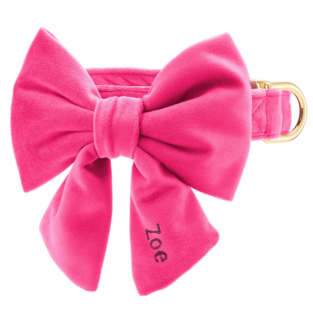 Hot Pink Velvet Lady Bow Collar from The Foggy Dog