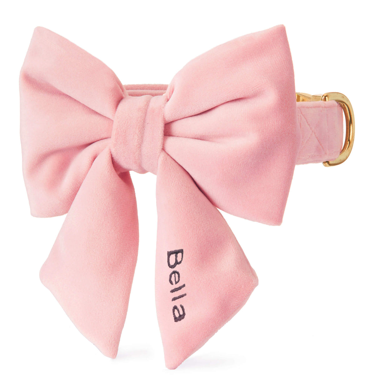 Blush Pink Velvet Lady Bow Collar from The Foggy Dog