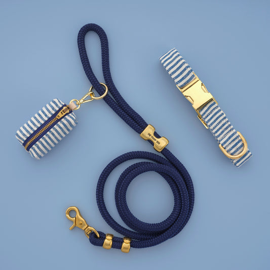 Lake Blue Stripe Collar Walk Set view 2