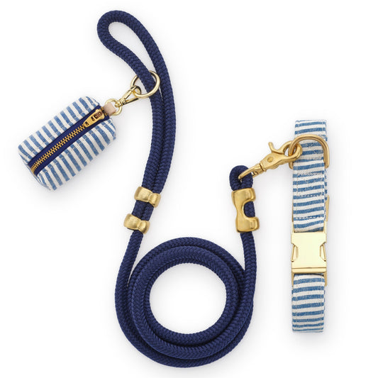 Lake Blue Stripe Collar Walk Set view 1