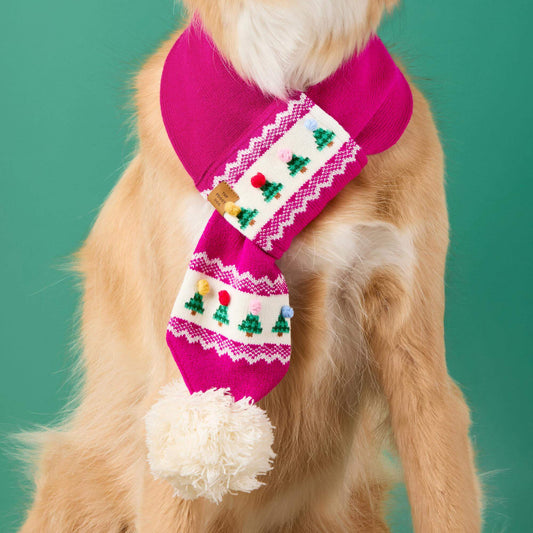 Merry and Bright Fair Isle Knit Dog Scarf view 2